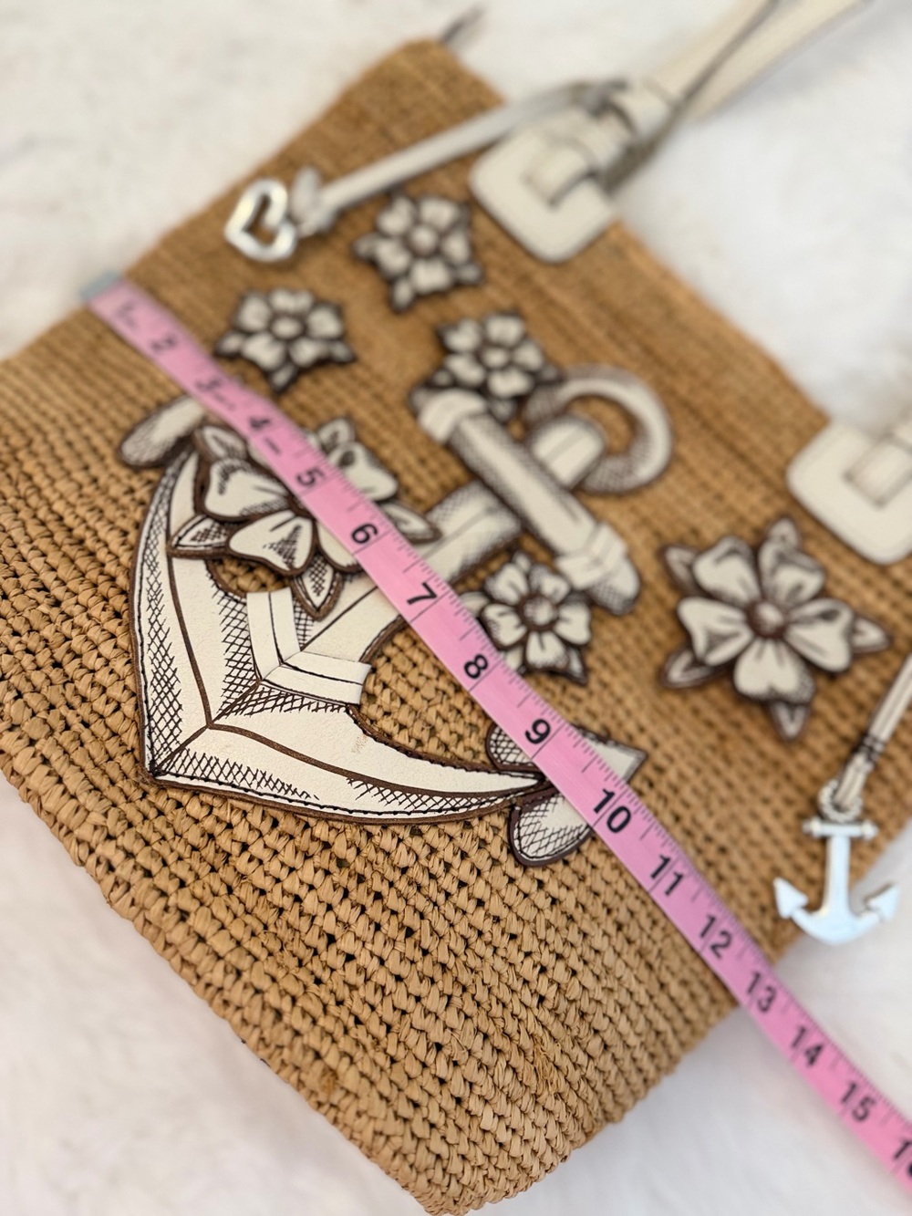 Brighton Dockside Nautical 3D Anchor Leather Appliqué Shoulder Bag Tote - Picture 8 of 16